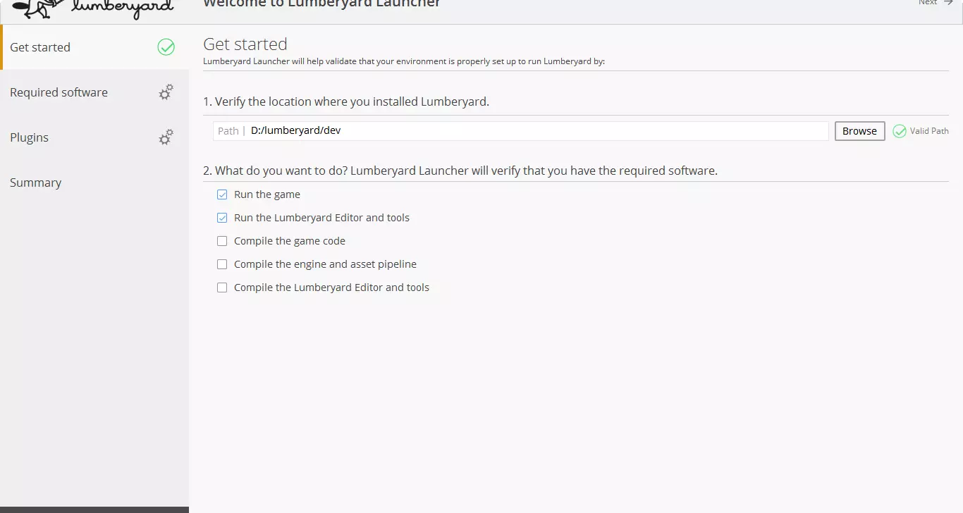 Запуск lumberyard