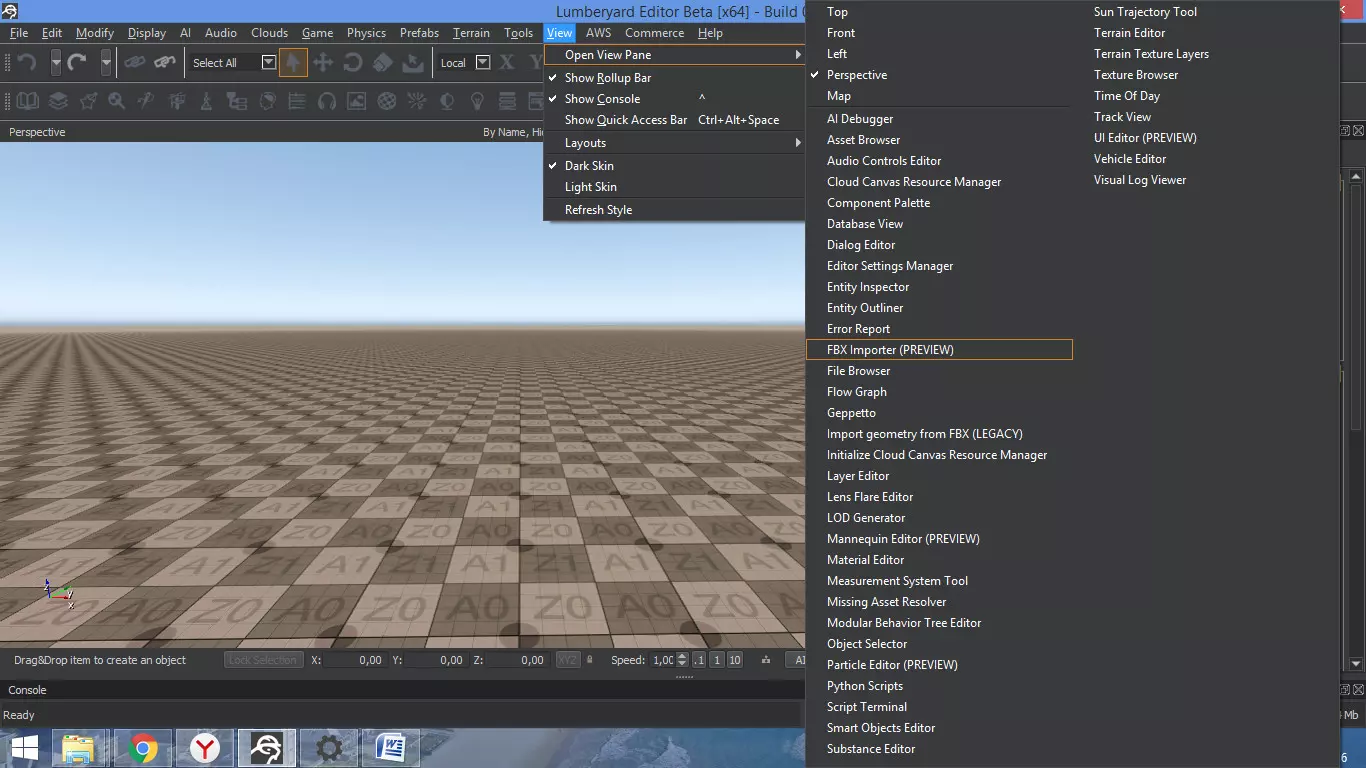 Открытие fbx имортера